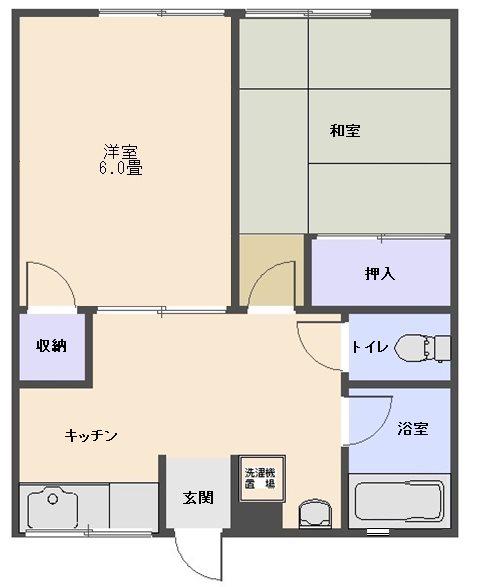 シティハイム岸和(2K/1階)の間取り写真