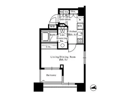 パークアクシス青山骨董通(1K/4階)の間取り写真