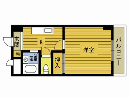スカイコート大分501号(1K/5階)の間取り写真