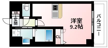 プレサンスOSAKA江坂(ワンルーム/2階)の間取り写真