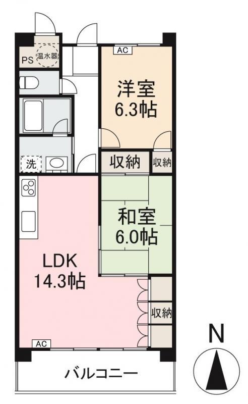 TADコンフォート大内(2LDK/5階)の間取り写真