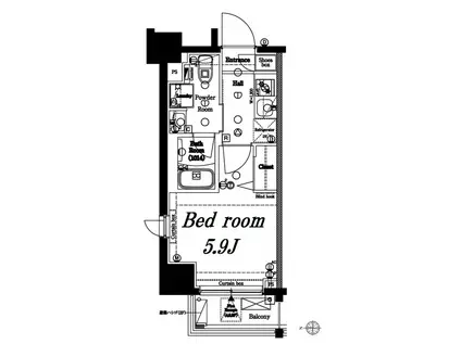 アクサス旗の台(1K/8階)の間取り写真