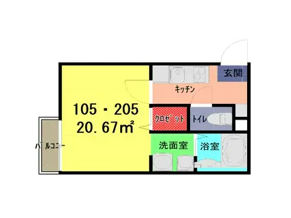 スプリングガーデン 上福岡(1K/2階)の間取り写真