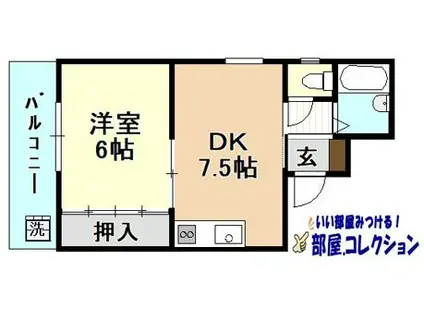 コーポ田町(1DK/2階)の間取り写真