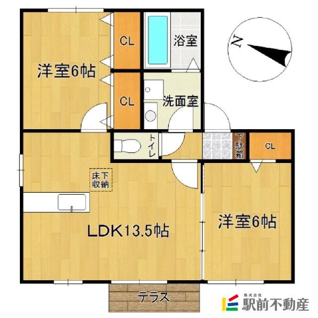 ドエル池の内(2LDK/1階)の間取り写真