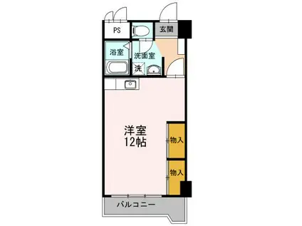 棒屋助信ハイツ(ワンルーム/3階)の間取り写真
