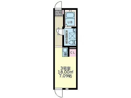 アールディーワン(ワンルーム/3階)の間取り写真