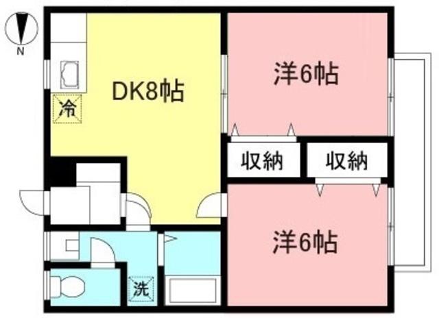 パレス銀嶺(2DK/1階)の間取り写真