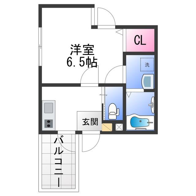 ALEGRIA津久野サウス(1K/3階)の間取り写真