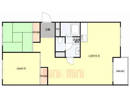 芦屋浜高層 高浜(2LDK/5階)の間取り写真