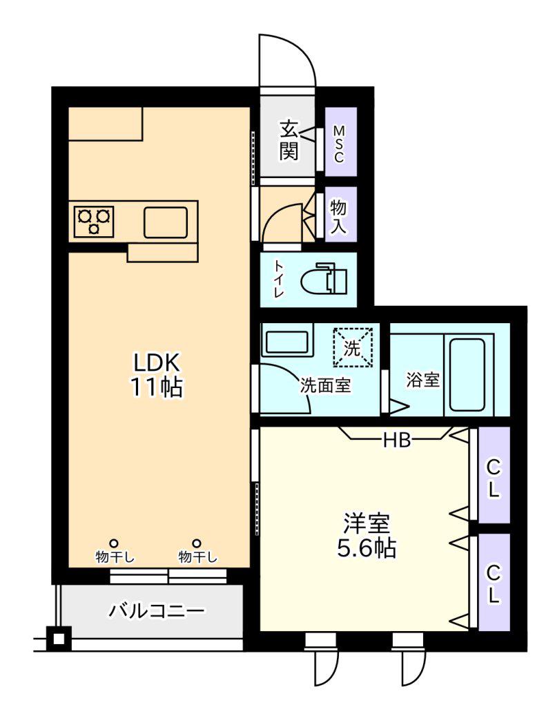 エルーセラ下高井戸(1LDK/3階)の間取り写真