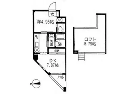 サンガーデン光(1DK/2階)の間取り写真