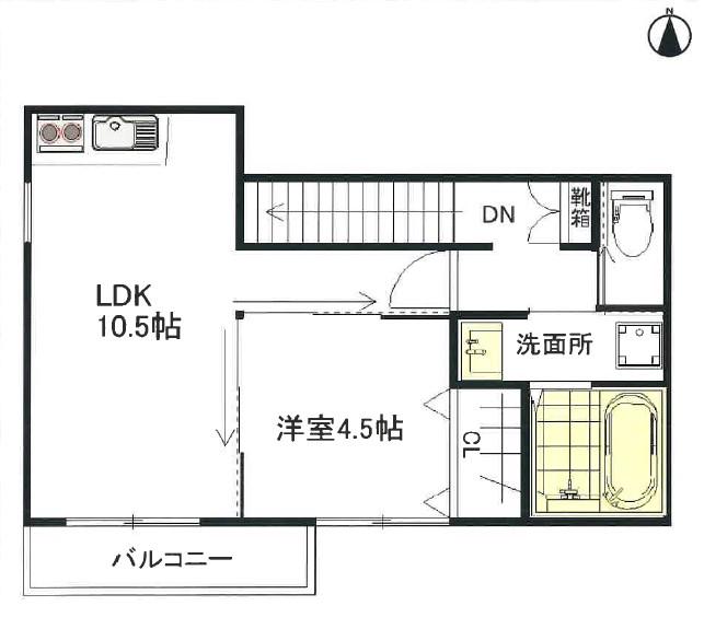 ソレイユビセレクト法蓮町I(1LDK/2階)の間取り写真