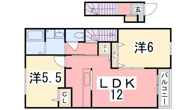 ウッドパストラル(2LDK/2階)の間取り写真