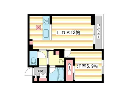 グラン フェリシア(1LDK/1階)の間取り写真