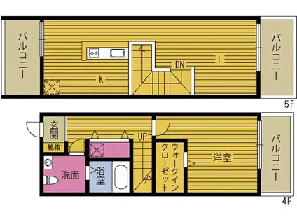 REGINA中島(1LDK/4階)の間取り写真