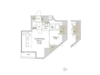 LOG入谷(1LDK/7階)の間取り写真