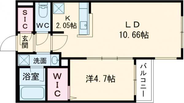 CASA VICOLO千歳(1LDK/4階)の間取り写真