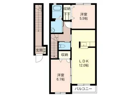 ナチュール白銀 シャーメゾン(2LDK/2階)の間取り写真