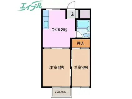 サニーコート日永(2DK/2階)の間取り写真