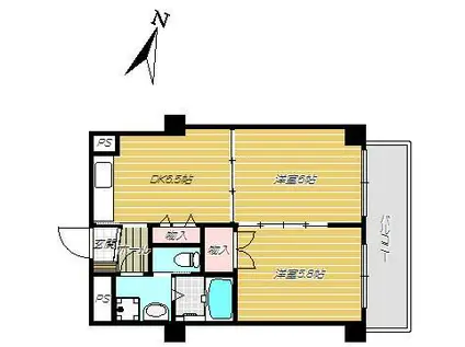 ハーバービュー南洲公園(2DK/1階)の間取り写真