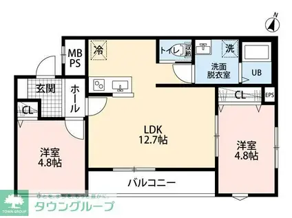 リーブルファイン新座大和田II(2LDK/2階)の間取り写真