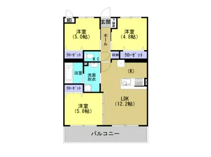 Y&ウエストII(3LDK/3階)の間取り写真