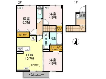 ブレイブコート(2LDK/2階)の間取り写真