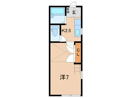 アトリエM(1K/2階)の間取り写真