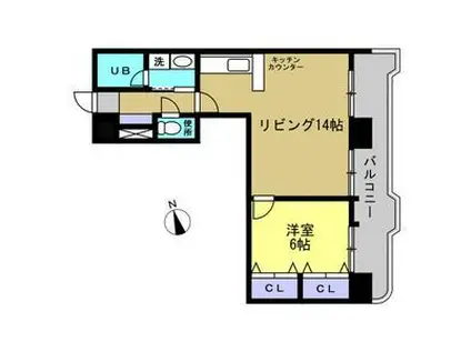 朝日プラザエザース中央II(1LDK/1階)の間取り写真