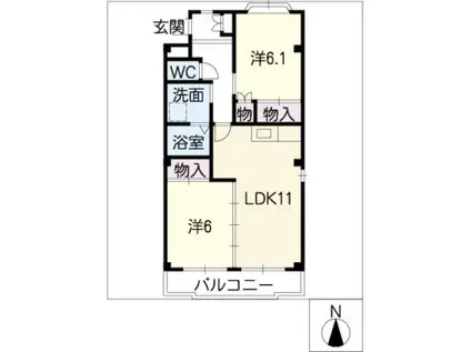クレールスズキ(2LDK/2階)の間取り写真