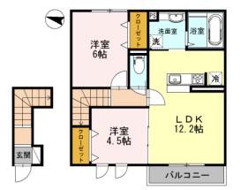 ヴィオラ志染(2LDK/2階)の間取り写真