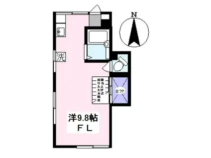 ひかりハイツ(ワンルーム/2階)の間取り写真