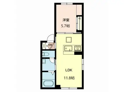 シャーメゾン サウスヒル(1LDK/1階)の間取り写真