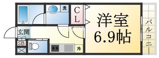 ヴィアノ東垂水(1K/2階)の間取り写真