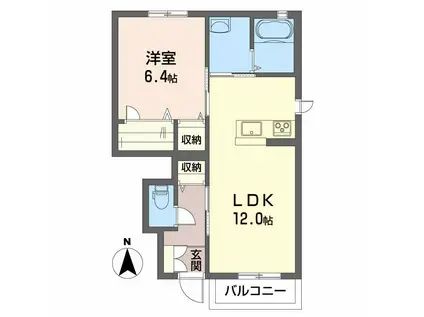 シャーメゾンかすみ(1LDK/1階)の間取り写真