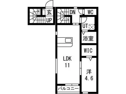 PIA蒲町II(1LDK/2階)の間取り写真