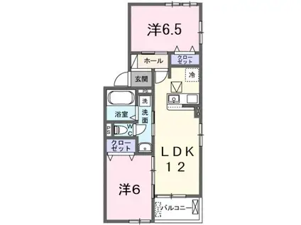 モナヴェールIII(2LDK/1階)の間取り写真