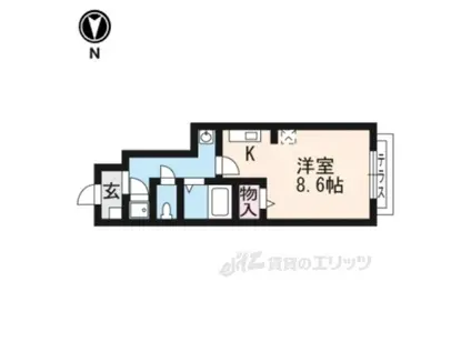 ロハスK(ワンルーム/1階)の間取り写真