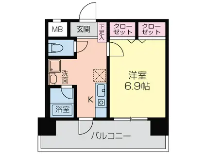 WILLDO難波WI(1K/7階)の間取り写真