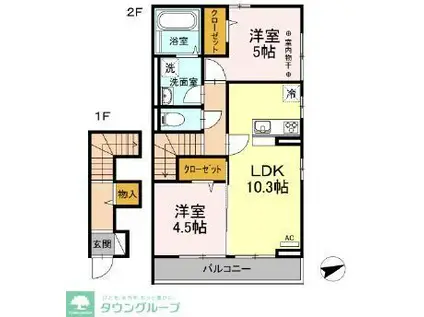 GRANDAY グランデイ(2LDK/2階)の間取り写真