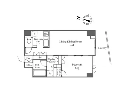 KDXレジデンス恵比寿旧エルスタンザ恵比寿南(1LDK/4階)の間取り写真