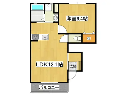 グリーンパレス(1LDK/1階)の間取り写真