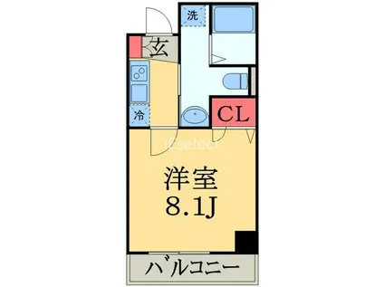 HUMANハイム千葉本町(1K/6階)の間取り写真