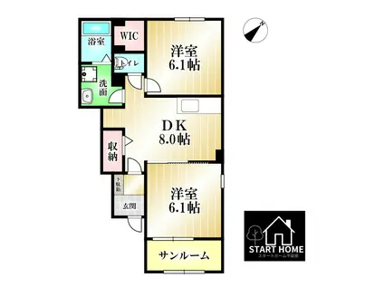 グリーンテラス A(2DK/1階)の間取り写真