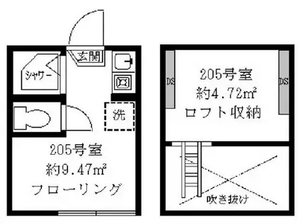 ティ・アーモサンライズ(ワンルーム/2階)の間取り写真
