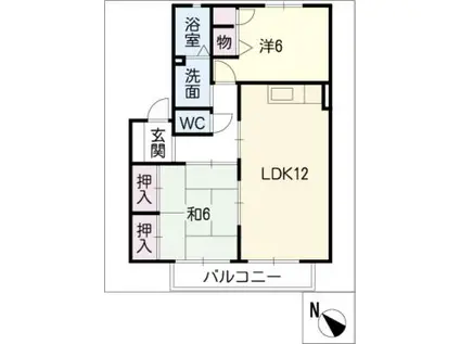 アメニティーソレイユ(2LDK/2階)の間取り写真