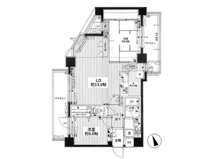 クレストフォルム南馬込(2LDK/3階)の間取り写真
