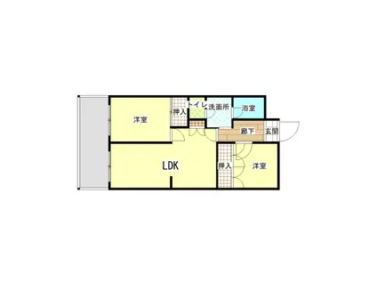 ギャランドラ片野(2LDK/4階)の間取り写真