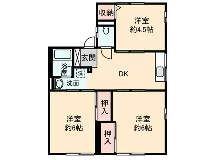 ル・ソレイユ I(3DK/1階)の間取り写真